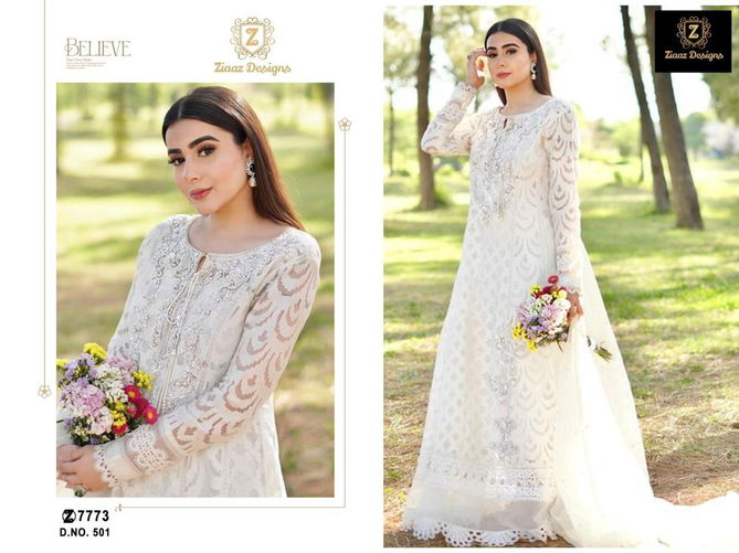 501 Ziaaz Designs Embroidery Georgette Pakistani Suits Wholesale Market In Surat